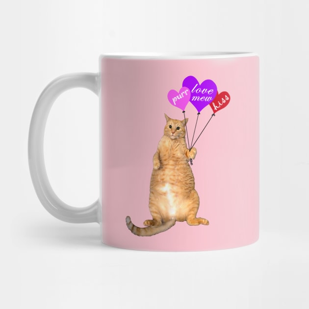 For Light Background, Valentine Balloon Cat by RawSunArt